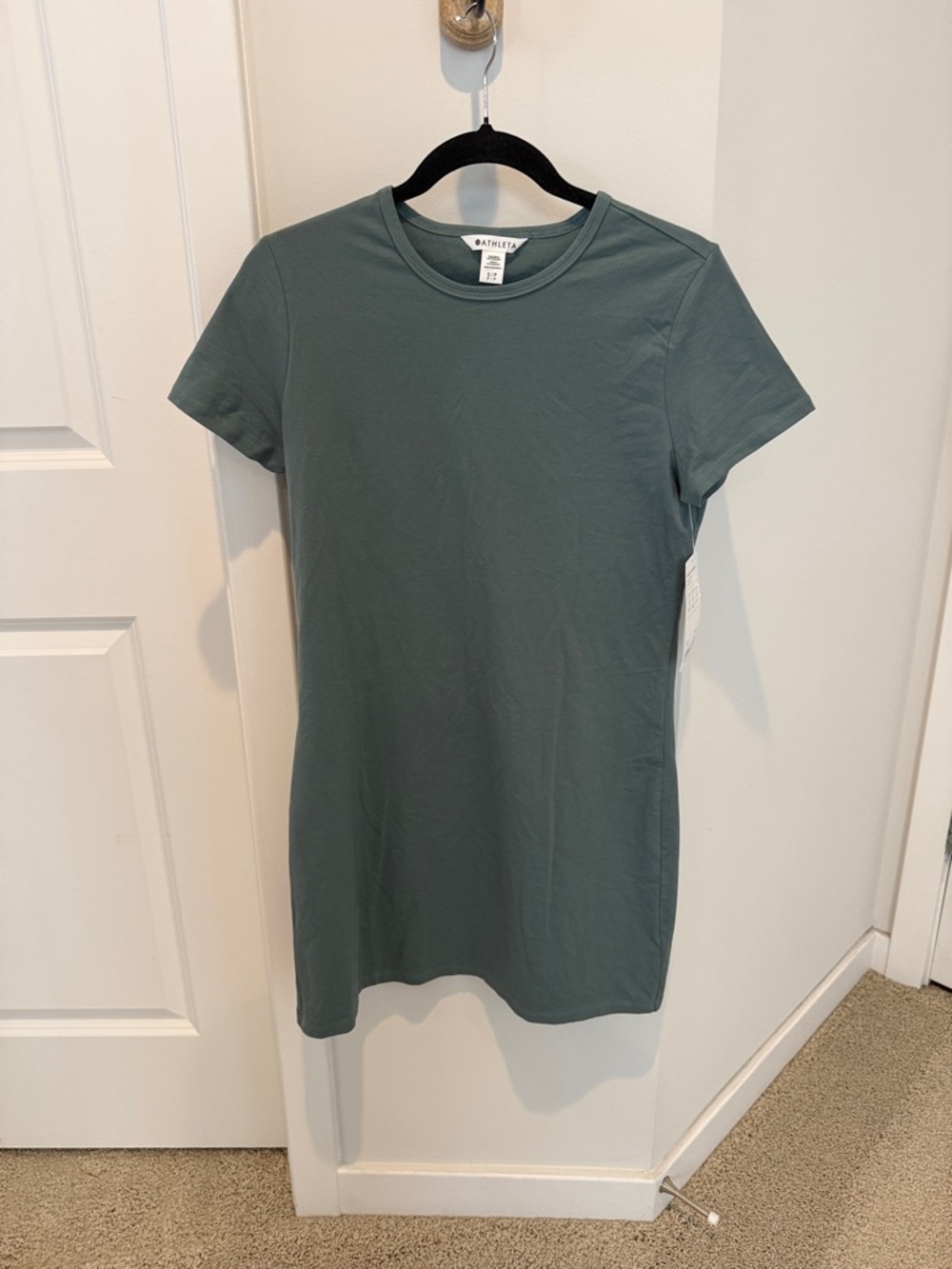 Athleta Slate Green Short Sleeve Crewneck Tee Dress
